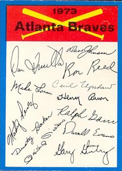 1973 O-Pee-Chee - Blue Team Checklists #NNO Atlanta Braves Front