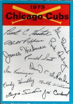 1973 O-Pee-Chee - Blue Team Checklists #NNO Chicago Cubs Front