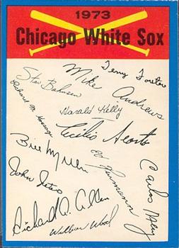 1973 O-Pee-Chee - Blue Team Checklists #NNO Chicago White Sox Front