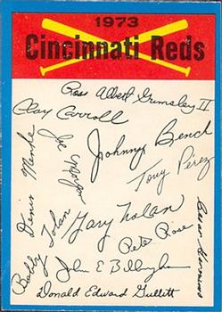 1973 O-Pee-Chee - Blue Team Checklists #NNO Cincinnati Reds Front