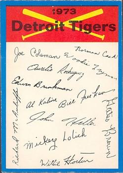 1973 O-Pee-Chee - Blue Team Checklists #NNO Detroit Tigers Front