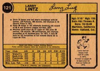 1974 O-Pee-Chee #121 Larry Lintz Back