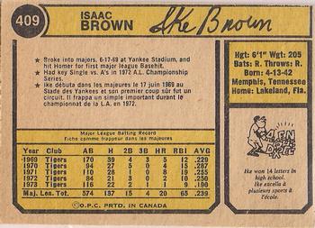 1974 O-Pee-Chee #409 Ike Brown Back