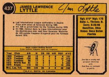 1974 O-Pee-Chee #437 Jim Lyttle Back