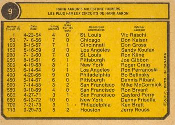 1974 O-Pee-Chee #9 Hank Aaron Special 1970-1973 Back