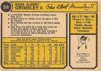 1974 O-Pee-Chee #59 Ross Grimsley Back