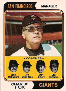 1974 O-Pee-Chee #78 Giants Field Leaders (Charlie Fox / John McNamara / Joe Amalfitano / Andy Gilbert / Don McMahon) Front