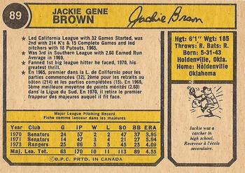 1974 O-Pee-Chee #89 Jackie Brown Back