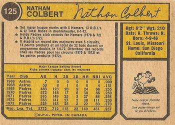 1974 O-Pee-Chee #125 Nate Colbert Back