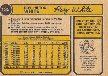 1974 O-Pee-Chee #135 Roy White Back