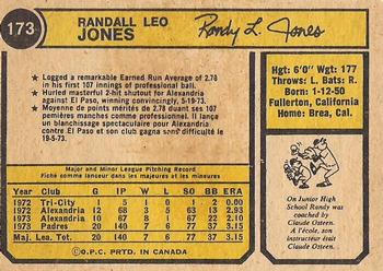 1974 O-Pee-Chee #173 Randy Jones Back