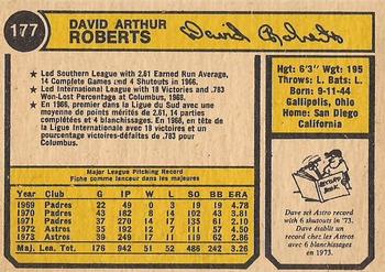 1974 O-Pee-Chee #177 Dave Roberts Back