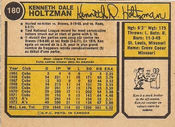 1974 O-Pee-Chee #180 Ken Holtzman Back