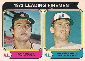 1974 O-Pee-Chee #208 1973 Leading Firemen (John Hiller / Mike Marshall) Front