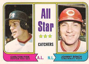 1974 O-Pee-Chee #331 All-Star Catchers (Carlton Fisk / Johnny Bench) Front