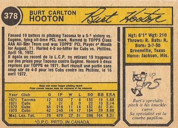 1974 O-Pee-Chee #378 Burt Hooton Back