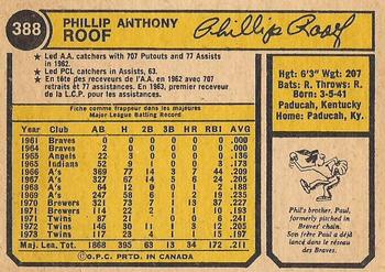 1974 O-Pee-Chee #388 Phil Roof Back
