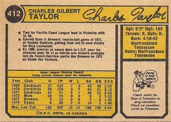 1974 O-Pee-Chee #412 Chuck Taylor Back