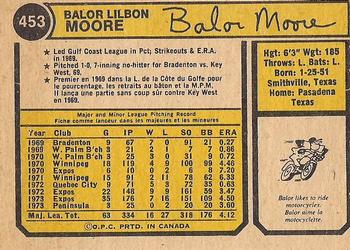 1974 O-Pee-Chee #453 Balor Moore Back