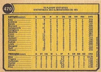 1974 O-Pee-Chee #470 1973 A.L. Playoffs Back
