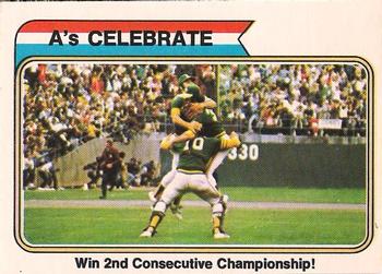 1974 O-Pee-Chee #479 A's Celebrate Front
