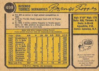 1974 O-Pee-Chee #499 Rusty Torres Back