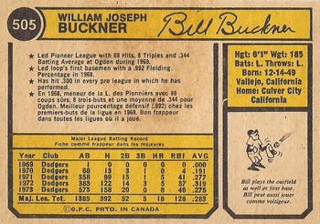 1974 O-Pee-Chee #505 Bill Buckner Back