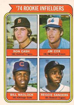 1974 O-Pee-Chee #600 1974 Rookie Infielders (Ron Cash / Jim Cox / Bill Madlock / Reggie Sanders) Front