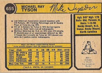 1974 O-Pee-Chee #655 Mike Tyson Back