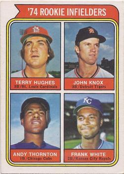 1974 O-Pee-Chee #604 1974 Rookie Infielders (Terry Hughes / John Knox / Andy Thornton / Frank White) Front