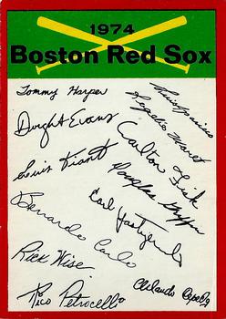 1974 O-Pee-Chee - Red Team Checklists #NNO Boston Red Sox Front