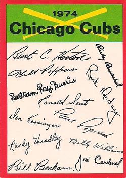1974 O-Pee-Chee - Red Team Checklists #NNO Chicago Cubs Front