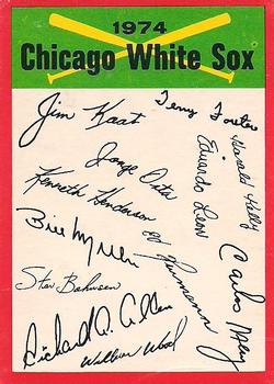 1974 O-Pee-Chee - Red Team Checklists #NNO Chicago White Sox Front