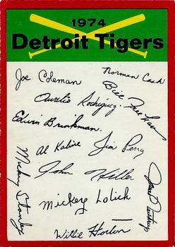 1974 O-Pee-Chee - Red Team Checklists #NNO Detroit Tigers Front