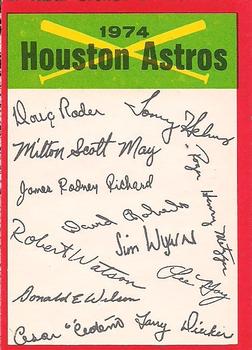 1974 O-Pee-Chee - Red Team Checklists #NNO Houston Astros Front