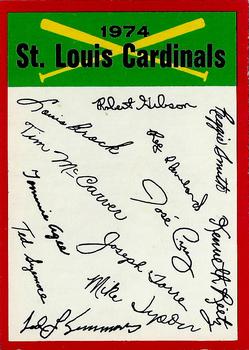 1974 O-Pee-Chee - Red Team Checklists #NNO St. Louis Cardinals Front