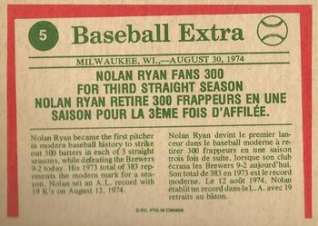 1975 O-Pee-Chee #5 Nolan Ryan Back