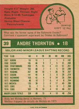 1975 O-Pee-Chee #39 Andy Thornton Back