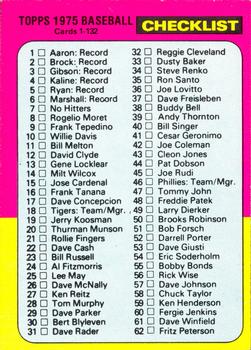 1975 O-Pee-Chee #126 Checklist: 1-132 Front