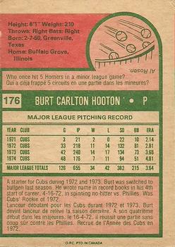 1975 O-Pee-Chee #176 Burt Hooton Back