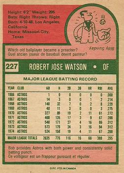 1975 O-Pee-Chee #227 Bob Watson Back