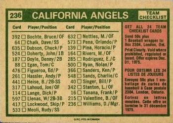 1975 O-Pee-Chee #236 California Angels / Dick Williams Back
