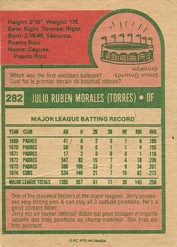 1975 O-Pee-Chee #282 Jerry Morales Back