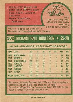 1975 O-Pee-Chee #302 Rick Burleson Back