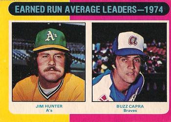 1975 O-Pee-Chee #311 1974 ERA Leaders (Jim Hunter / Buzz Capra) Front