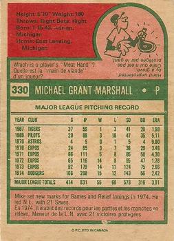 1975 O-Pee-Chee #330 Mike Marshall Back