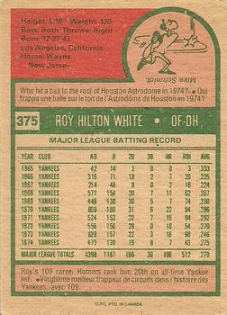 1975 O-Pee-Chee #375 Roy White Back