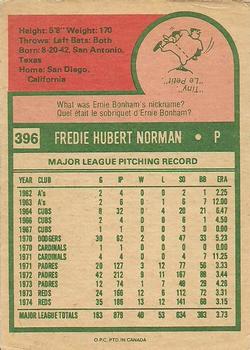 1975 O-Pee-Chee #396 Fred Norman Back