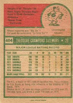 1975 O-Pee-Chee #404 Ted Sizemore Back