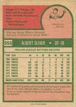 1975 O-Pee-Chee #555 Al Oliver Back